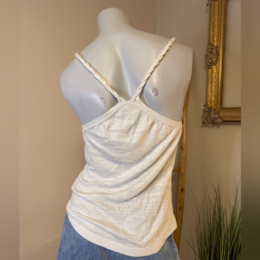 Old Navy VINTAGE Y2K Sleeveless Cowl Neck Top Braided Straps White Medium